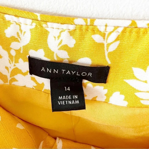 Ann Taylor Mustard Yellow Sleeveless Dress‎ Size 14 Belt Button Front Fall Vibes - Picture 3 of 10